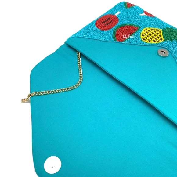 Beaded Fruit Crossbody Clutch Bag, Boho Turquoise Fruit Bag, Lily Posh - Picture 3 of 4